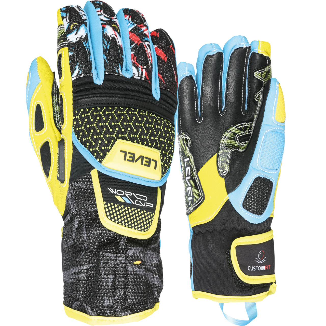 Level Kinder Skihandschuh WORLDCUP CF yellow/blue - 8,0