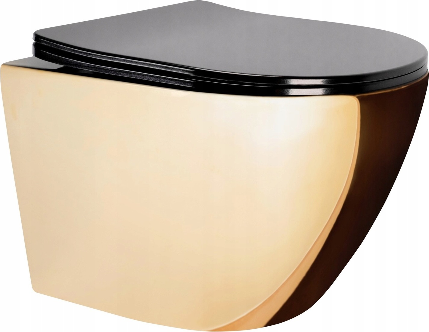 Wandhängende Toilette Wand-WC Hänge-WC + Klositz Soft Close WC-Sitz Gold Schwarz