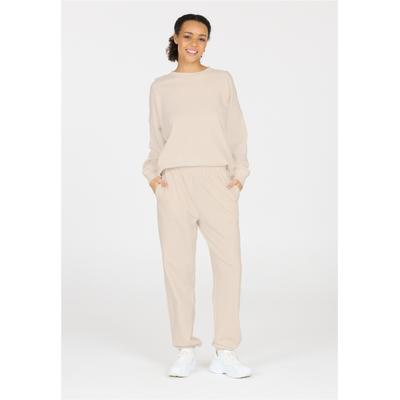 Sweathose ATHLECIA "Crecy", Damen, Gr. 42, EURO-Größen, beige (grau), 50% Baumwolle, 48% Polyester, 2% Elasthan, unifarben, lang, Hosen Sweathose, im entspannten und weichen Design