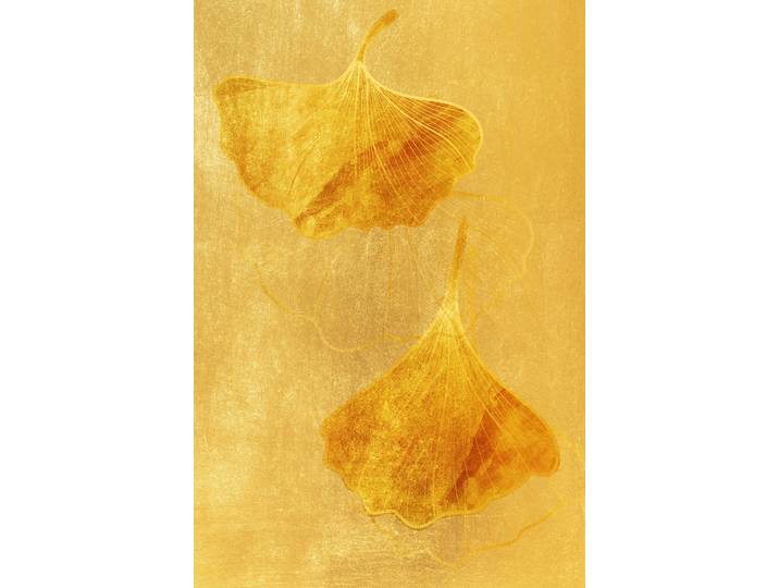 Leinwandbild QUEENCE Ginkgoblätter in Gold, Canvas Bild von Hand bespannt , gold (farbe bild(er): gold), B:60cm H:90cm T:2cm, Bilder, Leinwandbild, Zeitlose Ginkgo-Motive in hellen Farben