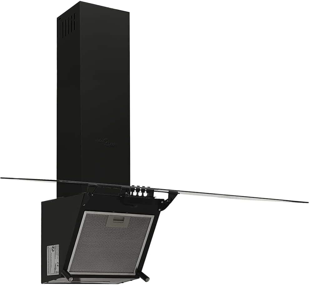 vidaXL Hotte murale 90 cm Acier et verre trempé Noir