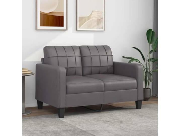 HEFZGDB Graues 2-Sitzer-Sofa 120 cm Breite Kunstleder Modernes Wohnzimmer Möbel Langlebiges Metallgestell Bequem Polsterung Schmutzabweisend Luxuriöses Design Stabile Sitzgelegenheit
