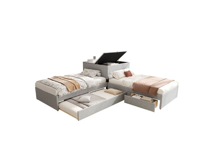 Thanaddo Polsterbett Eckbett, Einzelbetten mit Ausziehbett, Polsterbett