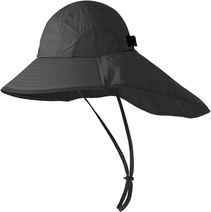 INF Schwarzer Sonnenschutz-Hut mit Nackenschutz, kompatibel mit Fahrradhelmen, UV-Schutz, atmungsaktiv und verstellbar model 2