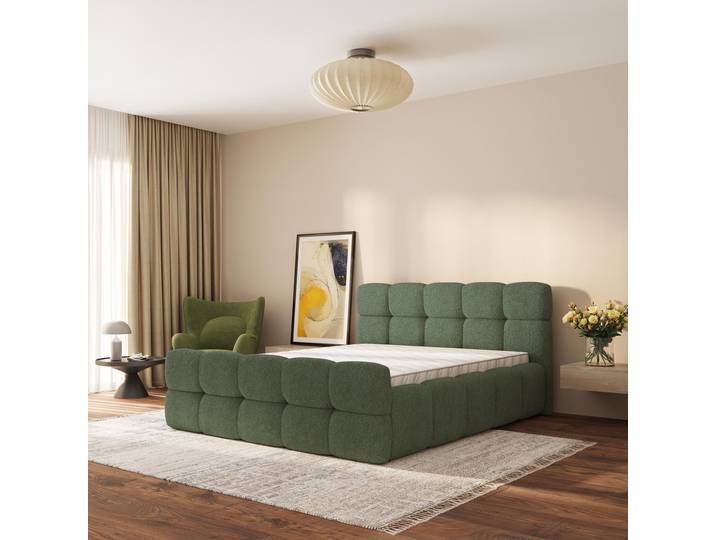 Masseno Polsterbett ELIZJA 120x200 cm, Polsterbett mit Bettkästen -Grün, QUELLE 37