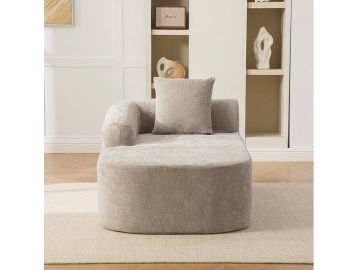 Canapé compressé modulable 1 place AESVAR en chenille gris coussin inclus sans montage