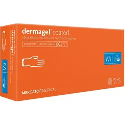 Mercator dermagel® creme – Medizinische Latex-Schutzhandschuhe, texturierte Oberfläche 1x 100 Stück Farbe: creme Größe: M