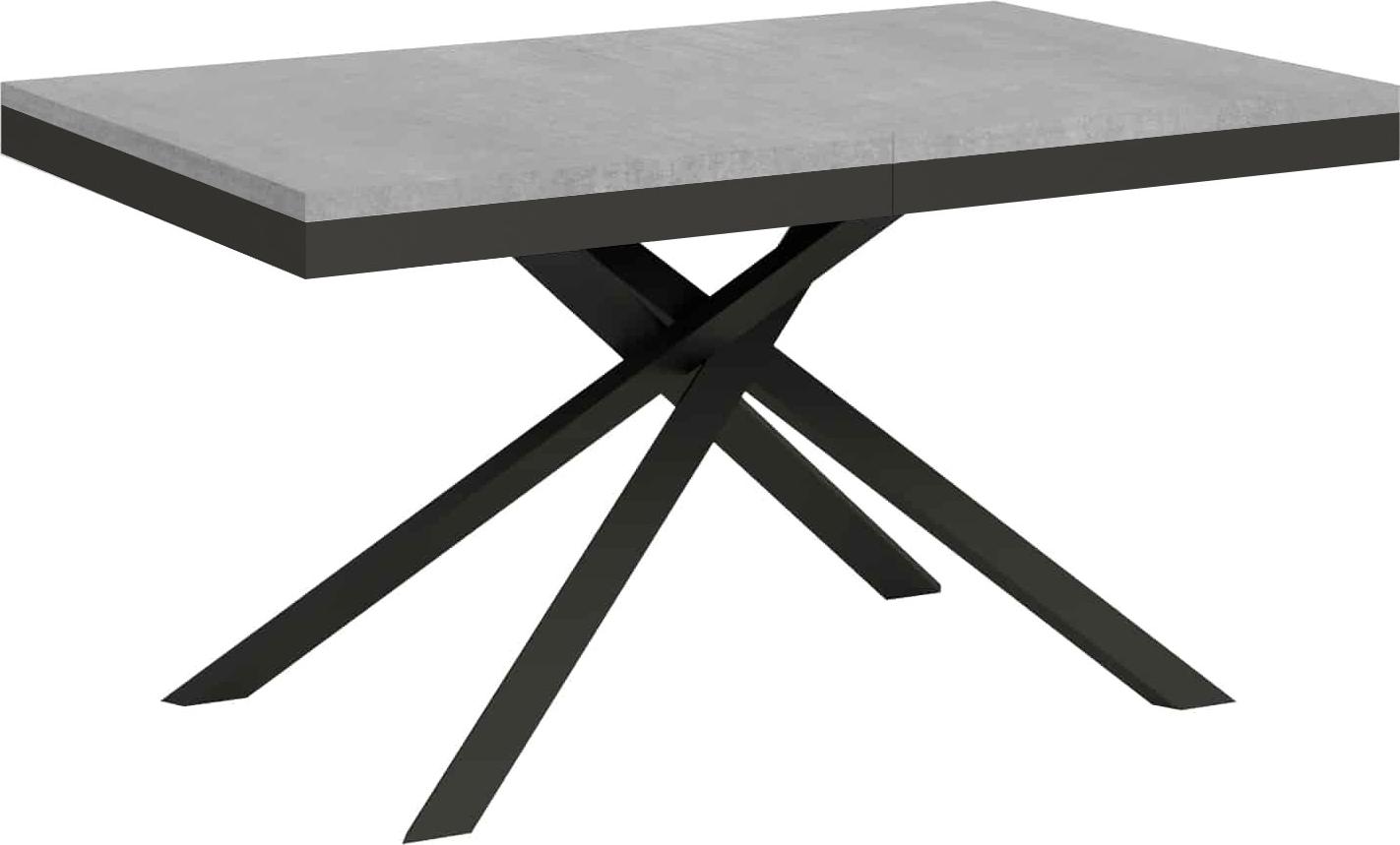 ITYHOME - Ausziehtisch 160/420X90 cm Karida Evolution Zement Gestell und Füße Anthrazit