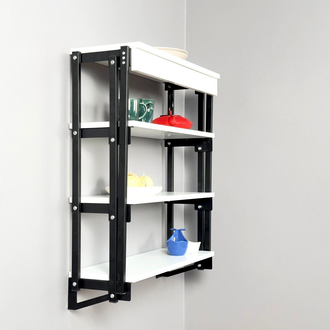 Ebern Designs Mikenas Murphy Folding Table and Wall Shelf (MDF) White 77cm H X 98cm L X 70cm D