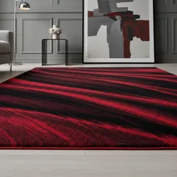 Teppich Kurzflor ASPEN in Rot, mit abstraktem Wellenmuster, 80 x 150 cm