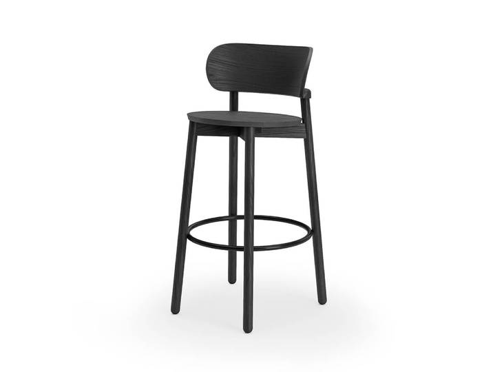 ALMA DESIGN tabouret MINNIE H 65 cm (Frêne noire - Bois et nickel noir satiné)