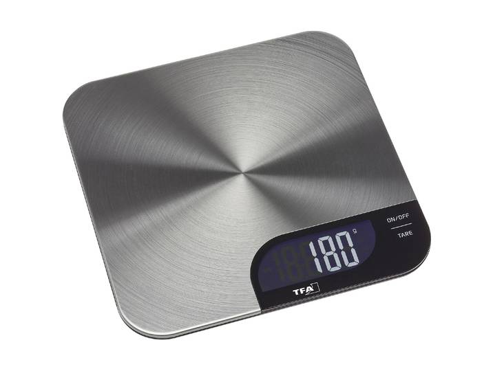 Küchenwaage TFA DOSTMANN Cheesecake , silber (silberfarben), B:200cm H:1,5cm L:200cm, Edelstahl, Kunststoff, Küchenwaagen, Küchenwaage
