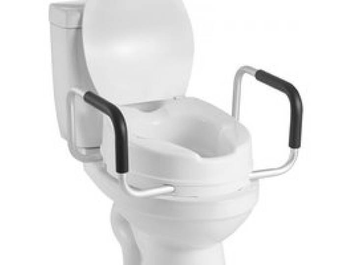 VEVOR Rehausseur de Toilette avec Accoudoirs, Réhausse WC Charge 136,1 kg, Siège de Toilette Surélevé Hauteur de Levage 10,16 cm, Poignées Rembourrées, pour Personnes Âgées Handicapé Patient Enceinte