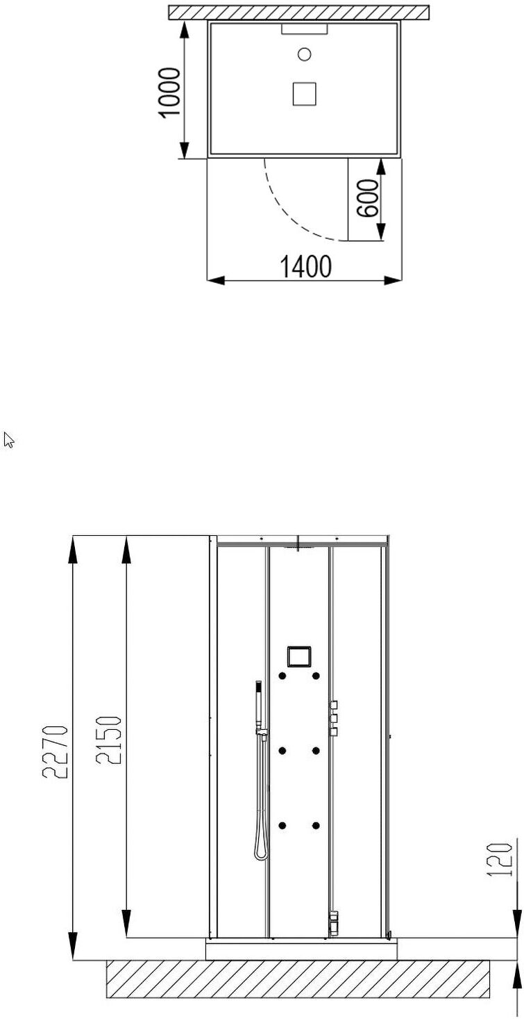 HOESCH SensePerience Dampfbad 140 x 100 cm Vorwand mit Duschwanne mit Antirutsch, Sauna / Dampfbad, 533341.010552, schwarz