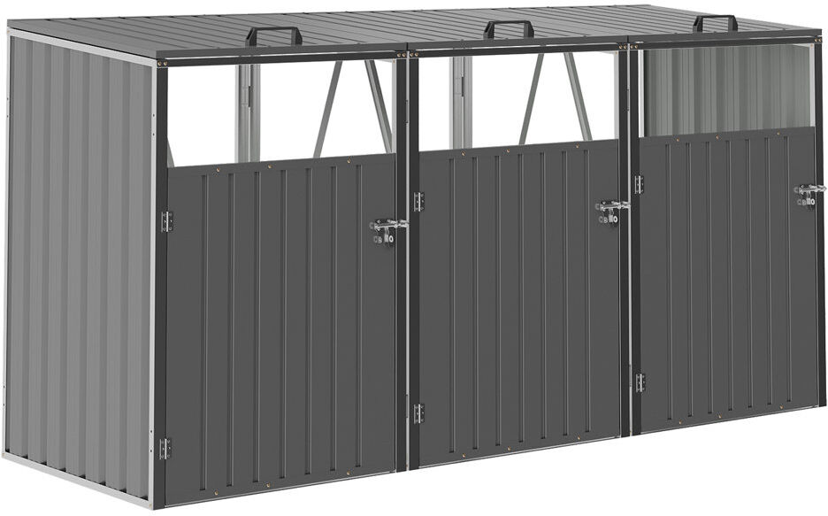 Living and Home Bin Store Grey 116cm H X 242.5cm W X 81.5cm D