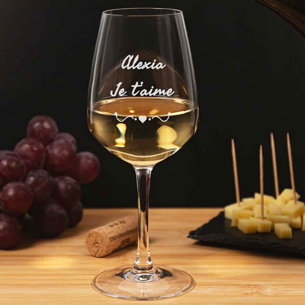 Ocadeau Verre vin blanc design coeur