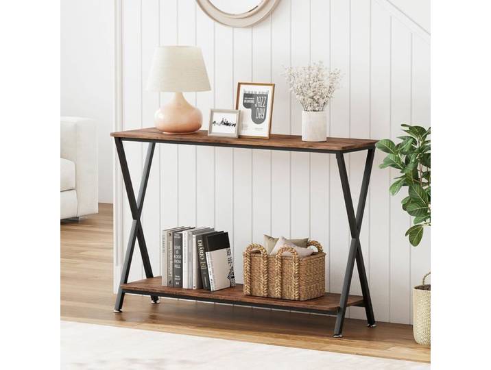 console entrée - table console - 105x 30 x 81 cm - pour Salon Chambre - Style industriel - Marron