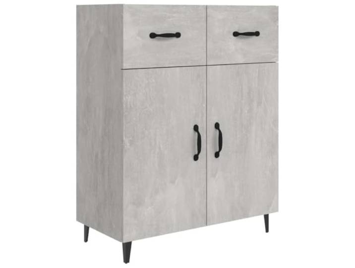 HGFDVCMR Sideboard Betongrau 69,5x34x90 cm Holzwerkstoff Schrank Kompakter Aufbewahrungsschrank mit 2 Türen und 2 Schubladen für Wohnzimmer, Flur oder Schlafzimmer.