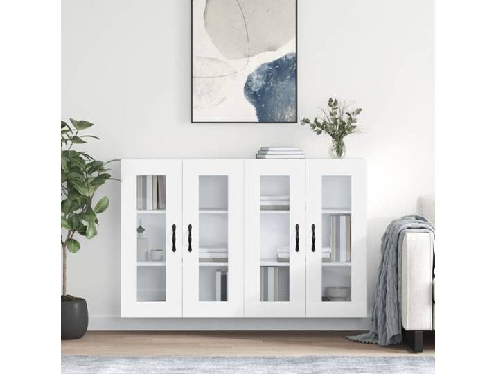 Blanc Armoires murales 2 pcs blanc bois d'ingénierie - Meuble Rangement LV27389