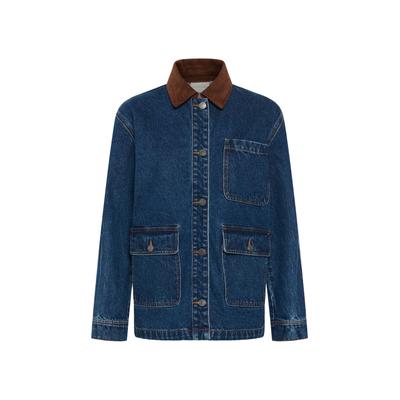 Jeansjacke KAFFE "Damen Jeansjacke KAgordie", Damen, Gr. 38, blau (dunkelblau denim), Obermaterial: 100% Baumwolle CO., Jacken Jeansjacke