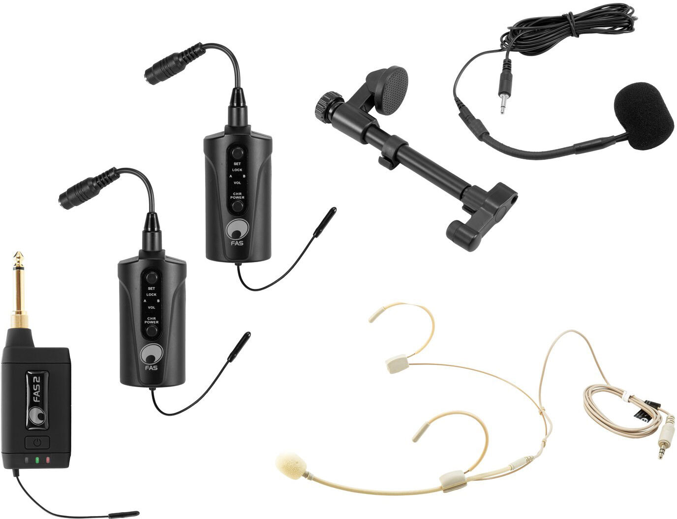 Omnitronic Set Fas Two + 2x Bp + Headset + Akustikgitarren-Mikrofon 660-690mhz