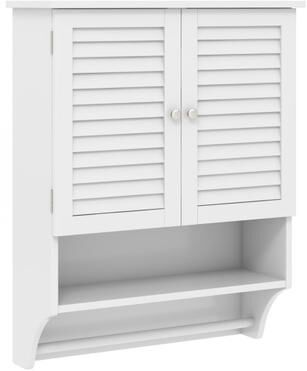 Costway 2-Doors Bathroom Wall-Mounted Medicine Cabinet with Towel Bar-White