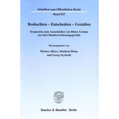 Beobachten - Entscheiden - Gestalten., Taschenbuch von , Duncker & Humblot, 978-3-428-09896-5