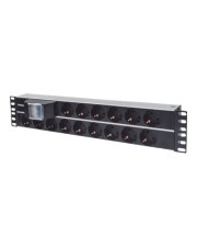 Intellinet Network Solutions Verlängerungsschnur Rack einbaufähig Wechselstrom 250 V Eingabe Eingang CEE 7/4 Ausgangsbuchsen: 15 7/3 2U 48,3 cm 19" 3 m Deutschland Schwarz (714051)