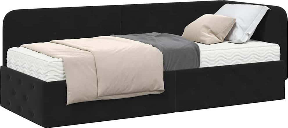 Eckbettgestell Schwarz 80 x 200 cm Samt