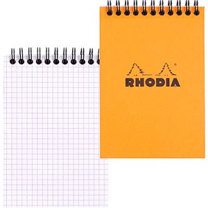 Rhodia Notizblock 13500C, kariert, A6, 80 g/m², 80 Blatt, mit Doppelspirale, orange