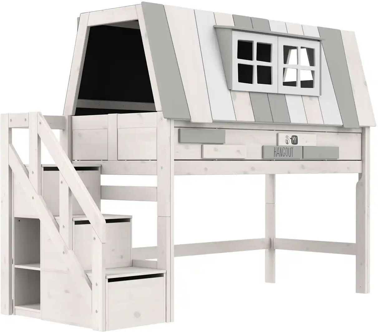 Lifetime Abenteuerbett mit Treppe  My Hangout ¦ weiß ¦ Maße (cm): B: 261 H: 196