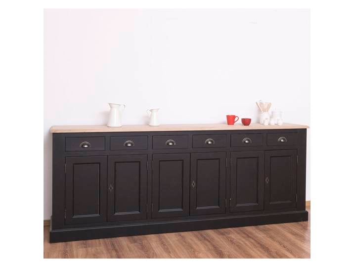 Landhaus Sideboard schwarz mit Eichenplatte