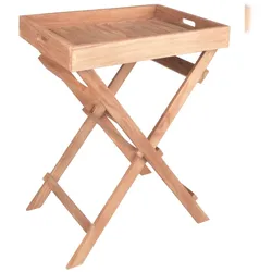 DELUKE Balkontisch NIKITA klappbar - Teak, Teakbraun, 29x39x50cm | Tabletttisch Gartentisch Balkon-Tisch Kleiner Tisch Terrasse