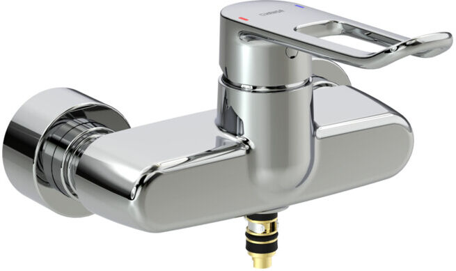 Hansa HANSACLINICA DIGITAL+ Mitigeur lavabo monocommande auto, bleu, avec bec, chrome (01556269)