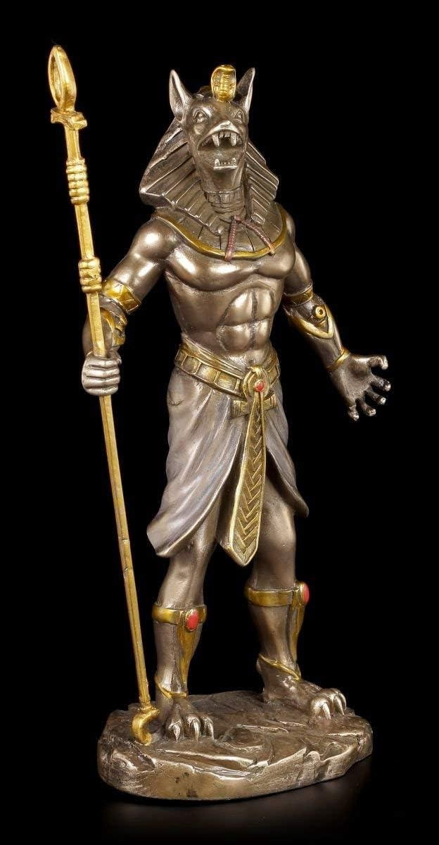 Anubis Beeld Egyptische God Handbeschilderd Kunststeen Meerkleurig Hoogte: 27 cm