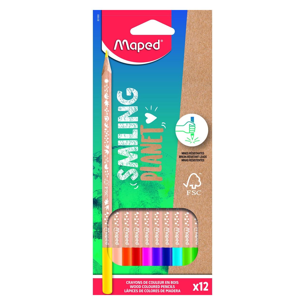 Maped Dreikant-Buntstifte SMILING PLANET, 12er Kartonetui (12x) (831800FC)