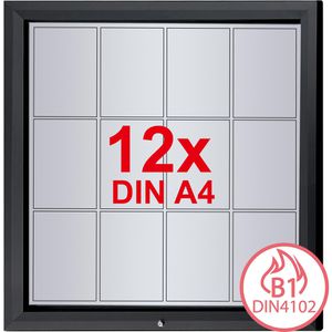 Showdown-Displays Schaukasten anthrazit, B1, außen, 12 x A4, magnetisch, abschließbar, schwer entflammbar