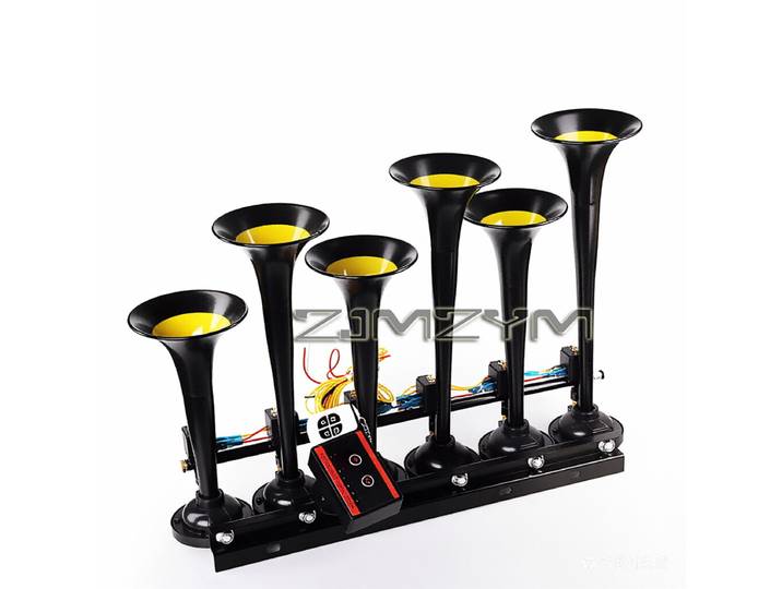 Klaxon de voiture à six tubes, 37 sons, pour camion et train, commande électronique, klaxon musical à air en métal avec bouton, accessoires automobiles