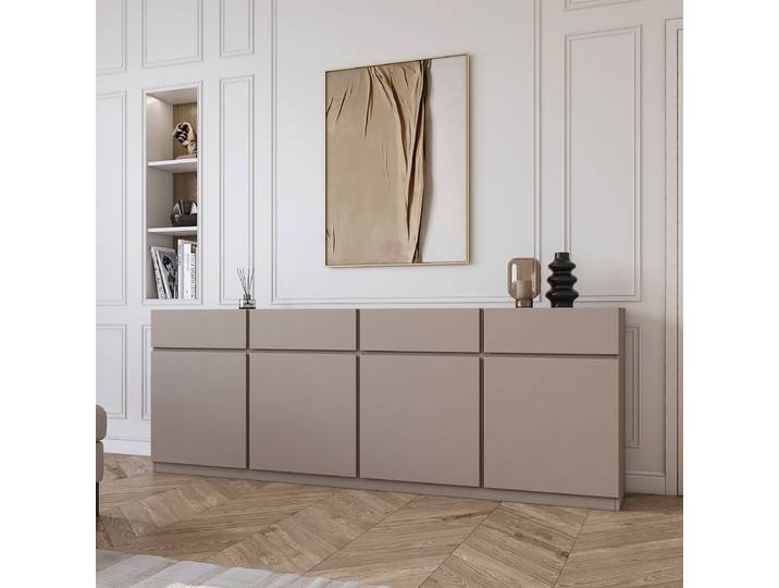 Buffet 225cm Beige/Marron/Taupe