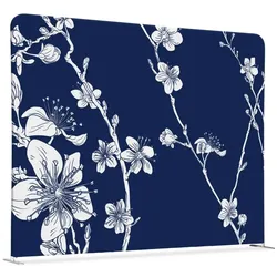 SHOWDOWN Displays Showdown Textil Raumteiler Basic - 200-150 Doppel Abstrakte Japanische Kirschblüte - Blau - Silberner Rahmen