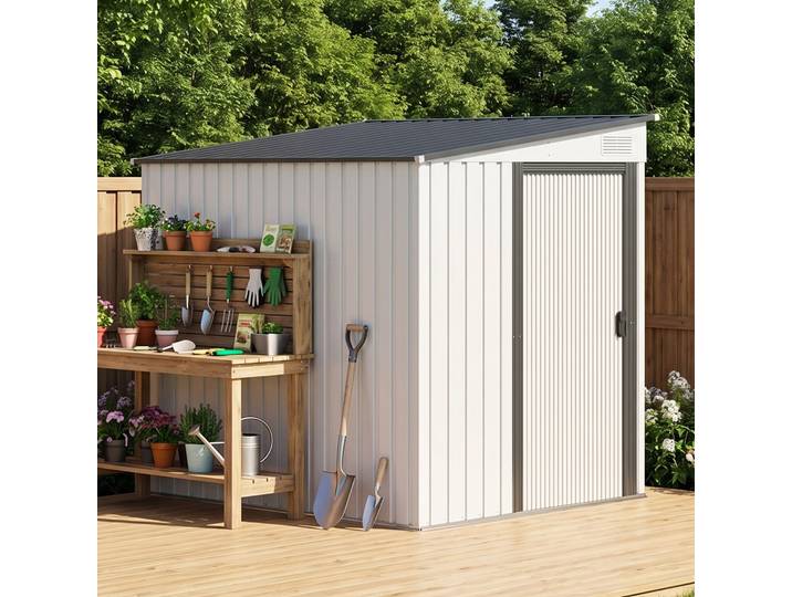 Outsunny Abri Métallique 2,81m² Toit Pente avec Fondation