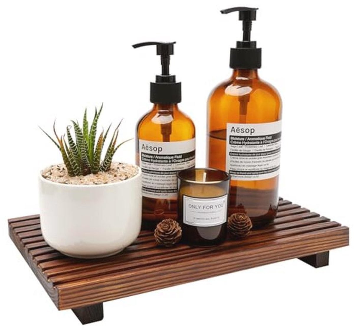 Decoratieve Houten Tray voor Badkamer en Keuken