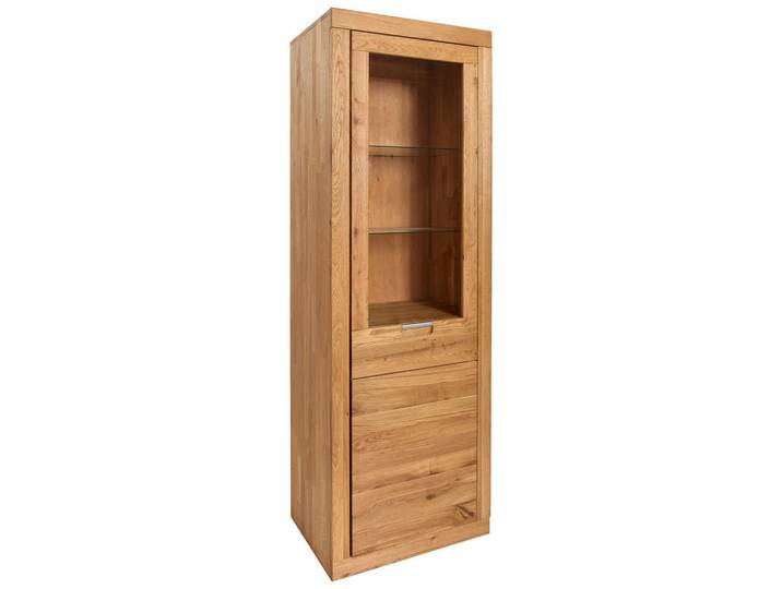 Carryhome Vitrine, Wildeiche, Holz, Glas, Wildeiche, massiv, 4 Fächer, 65x192x42 cm, Typenauswahl, Beimöbel erhältlich, in verschiedenen Holzarten erhältlich, Holzmöbel, Holzschränke, Vitrinen Holz, Vitrinenschränke Holz