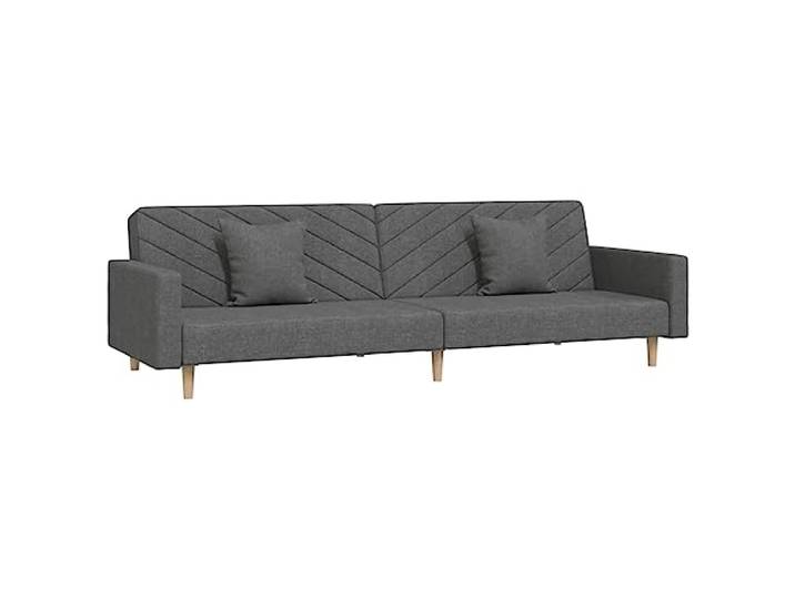 KUTYWEXFM Schlafsofa 2-Sitzer mit 2 Kissen Klappsofa Dunkelgrau Stoff Vielseitiges Bettsofa mit getrennt verstellbarer Rückenlehne und 2 Kissen für Wohnzimmer, Gästezimmer oder Büro.