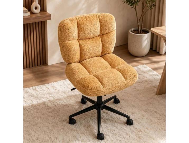 VINGLI Chaise de Bureau sans Accoudoirs Fauteuil Bureau Rembourré et Douillet Chaise Pivotante Siège à Hauteur Réglable Jaune