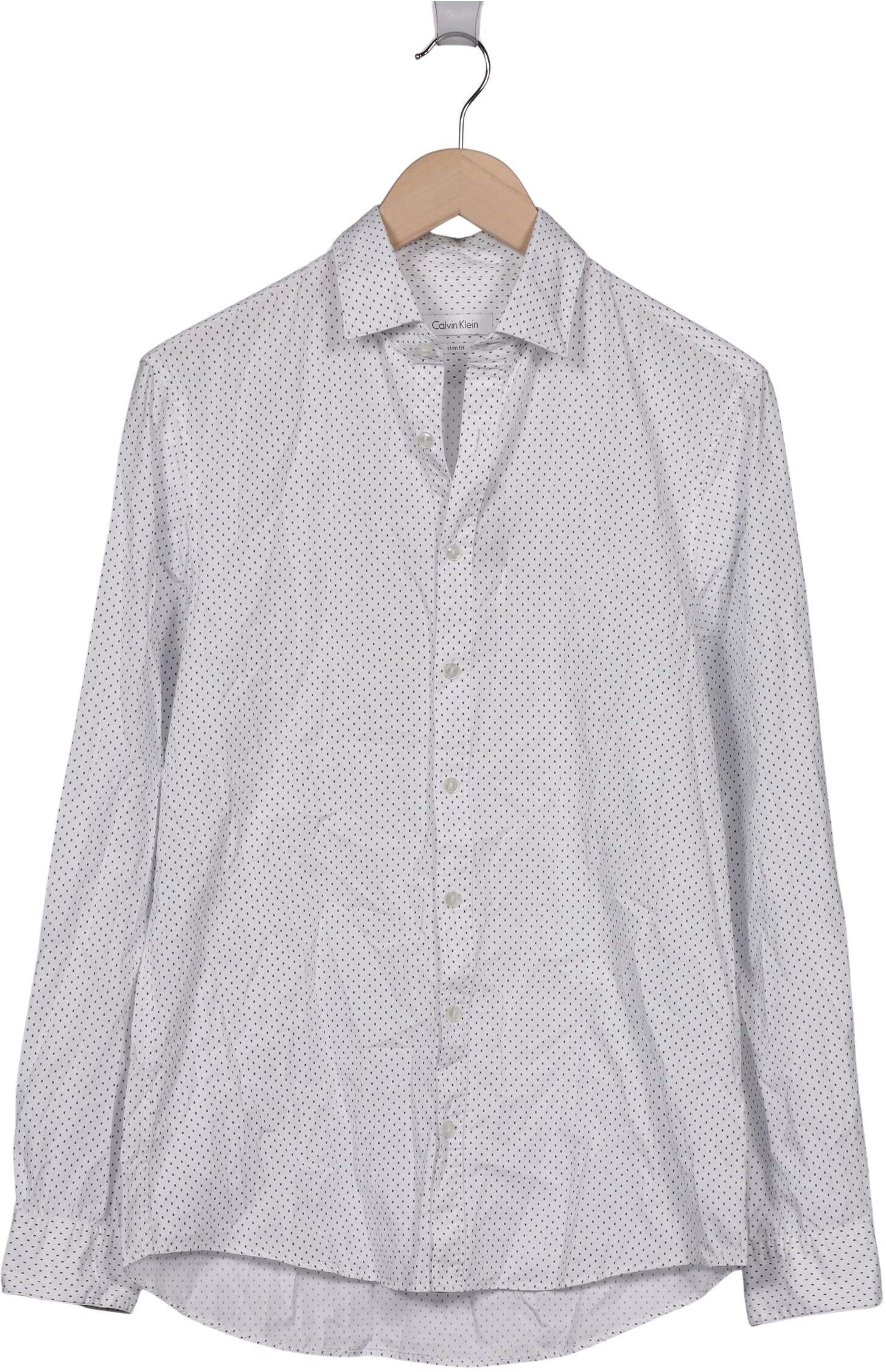 Calvin Klein Herren Hemd, Weiß, Gr. 39, Baumwolle - Second Hand