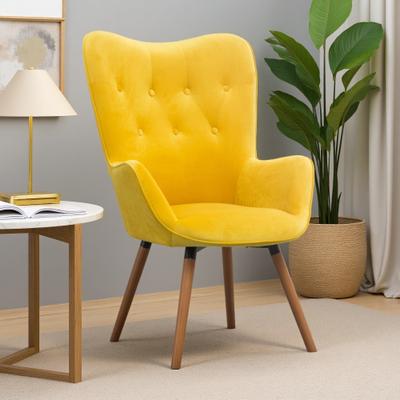 ZWYO HOSIMU Silky Velvet Accent Chair with Tufted Back, Foam Cushion & Solid Wood Legs for Living Room