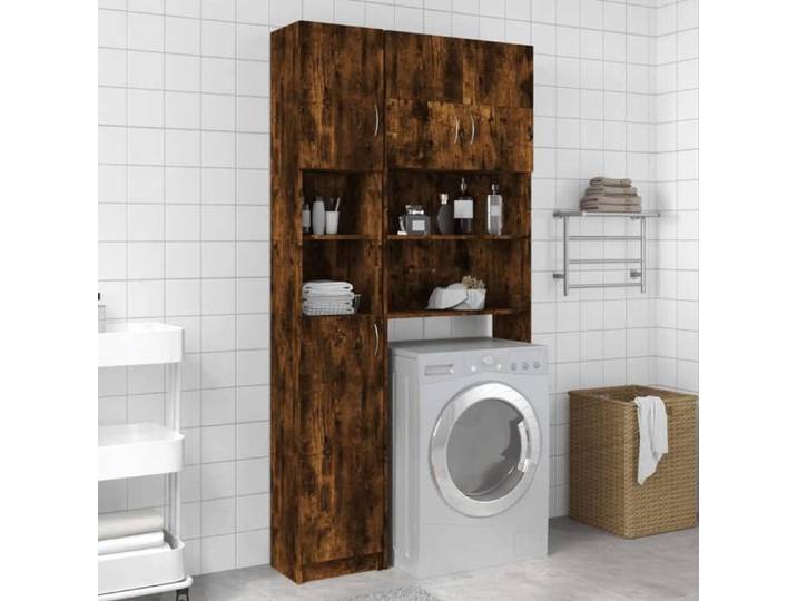 Automne/hiver  Brun Armoire de bain Chêne fumé 32x25 5x190cm - bois d'ingénierie - Hauteur:190cm DEC5769422