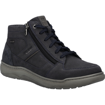 Schnürboots JOSEF SEIBEL "Baxter 50", Herren, Gr. 44, blau (indigo, kombi), Leder, Schuhe Schnürboots, High Top-Sneaker mit praktischem Außenreißverschluss, K-Weite