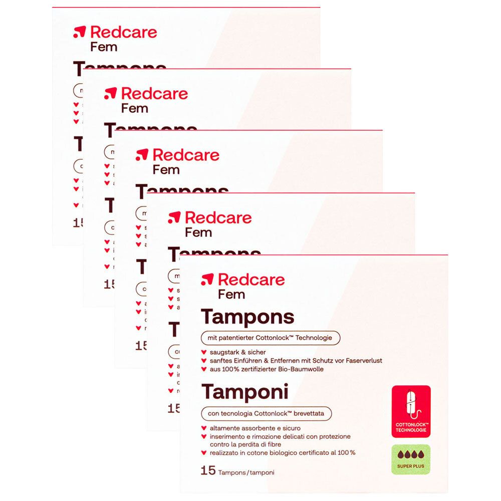 Redcare Tampons Super Plus Fünferpack 5x15 St Tampon